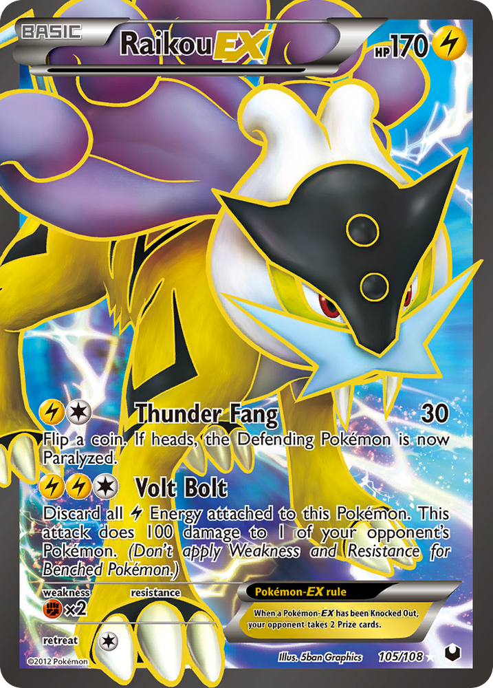 Pokemon | Raikou EX (105/108) [Black & White: Dark Explorers] | The Nerd Merchant
