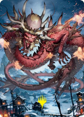 Magic | Atsushi, the Blazing Sky 2 Art Card (Gold-Stamped Signature) [Kamigawa: Neon Dynasty Art Series] | The Nerd Merchant