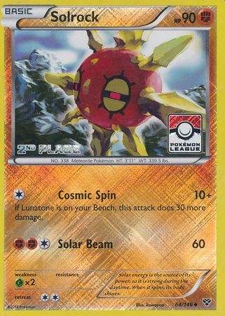 Pokemon | Solrock (64/146) (2nd Place League Challenge Promo) [XY: Base Set] | The Nerd Merchant