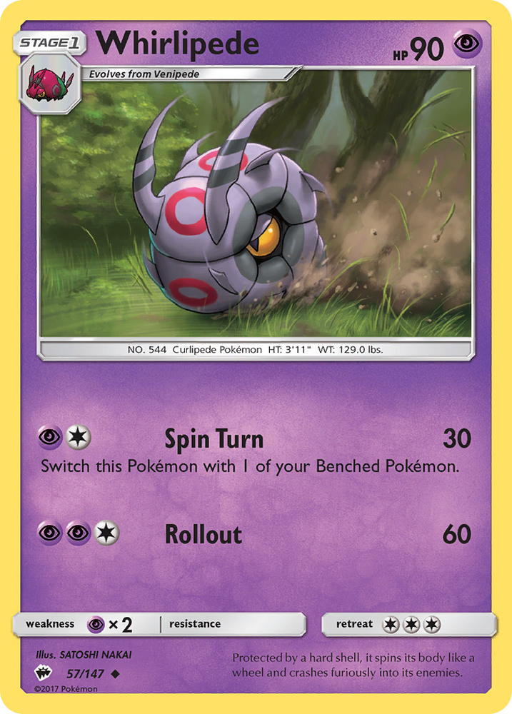 Pokemon | Whirlipede (57/147) [Sun & Moon: Burning Shadows] | The Nerd Merchant