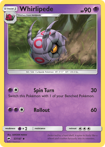 Pokemon | Whirlipede (57/147) [Sun & Moon: Burning Shadows] | The Nerd Merchant