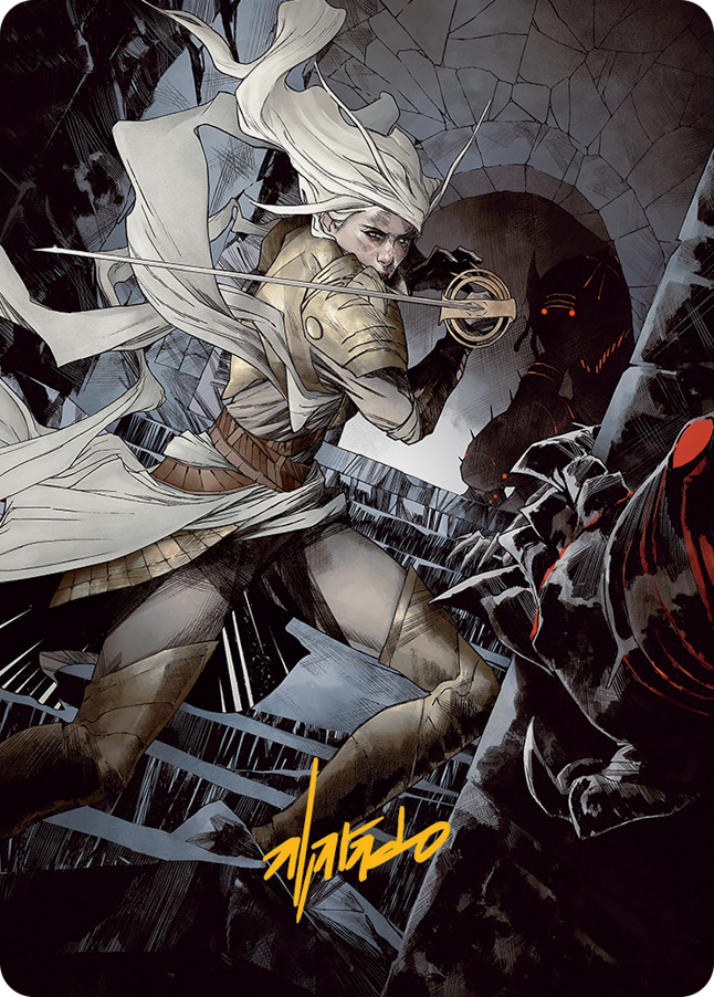 Magic | Thalia, Guardian of Thraben Art Card (Gold-Stamped Signature) [March of the Machine Art Series] | The Nerd Merchant