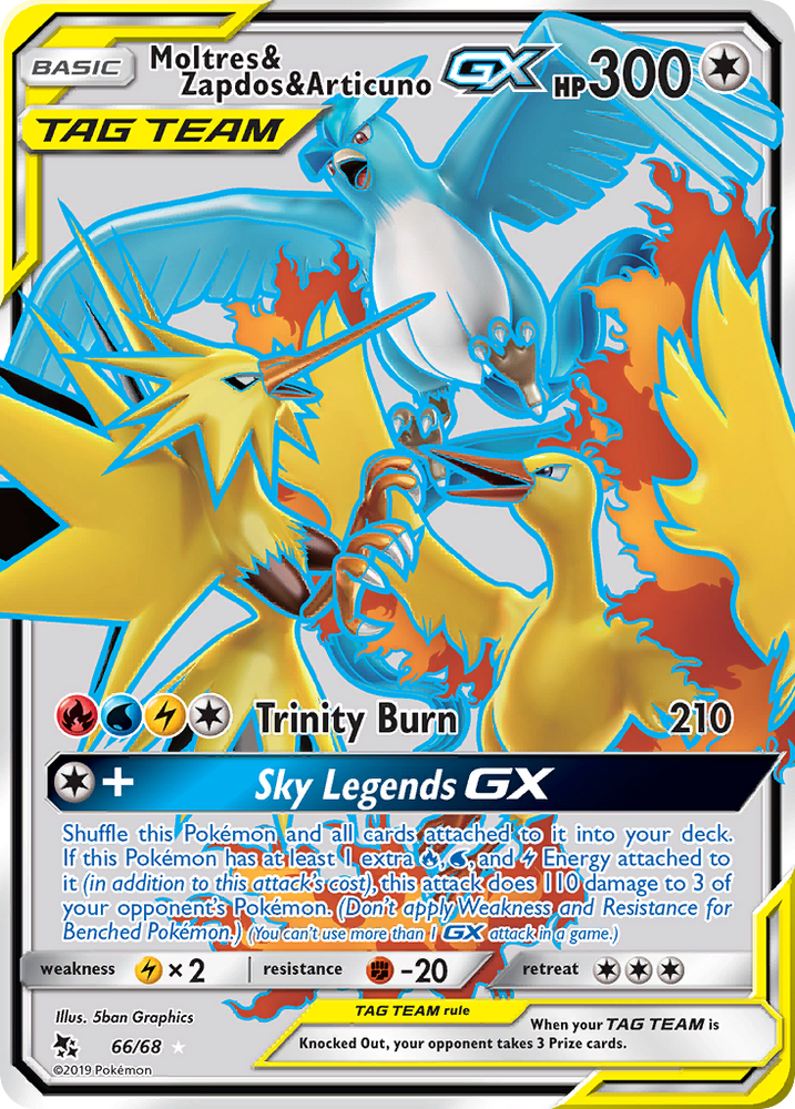 Pokemon | Moltres & Zapdos & Articuno GX (66/68) [Sun & Moon: Hidden Fates] | The Nerd Merchant