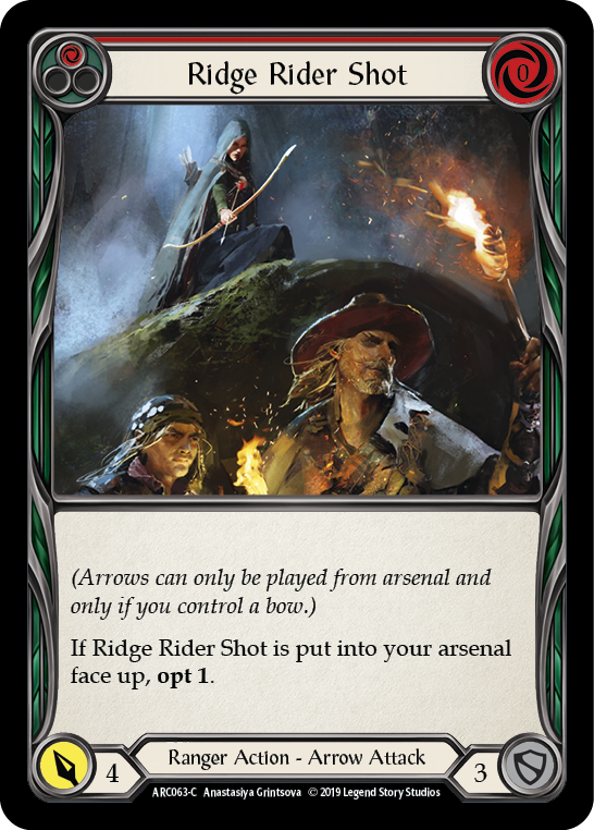 Flesh and Blood TCG | Ridge Rider Shot (Red) [ARC063-C] (Arcane Rising)  1st Edition Rainbow Foil | The Nerd Merchant