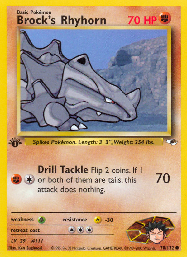 Pokemon | Brock's Rhyhorn (70/132) [Gym Heroes 1st Edition] | The Nerd Mechant