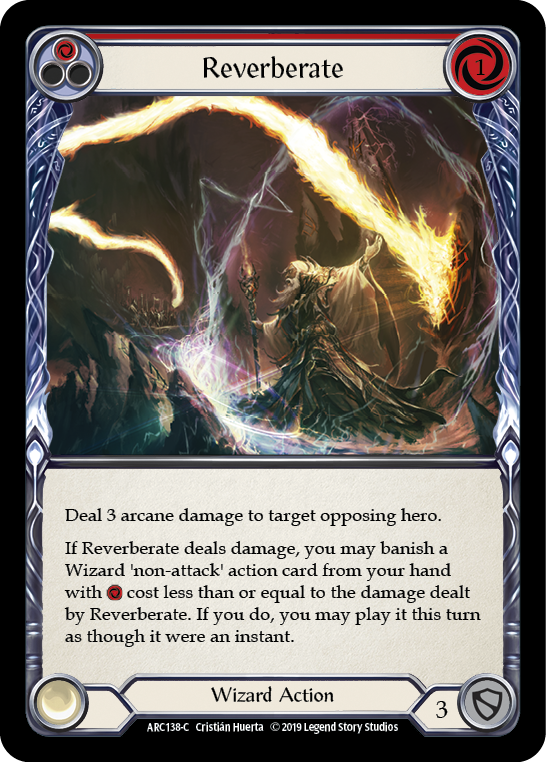 Flesh and Blood TCG | Reverberate (Red) [ARC138-C] (Arcane Rising)  1st Edition Rainbow Foil | The Nerd Merchant