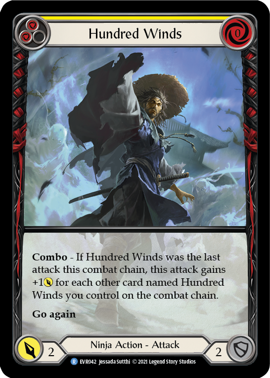 Flesh and Blood TCG | Hundred Winds (Yellow) [EVR042] (Everfest)  1st Edition Extended Art Rainbow Foil | The Nerd Merchant