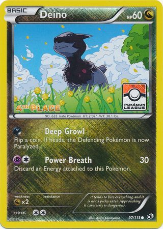 Pokemon | Deino (97/113) (League Promo 4th Place) [Black & White: Legendary Treasures] | The Nerd Merchant