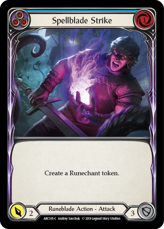 Flesh and Blood TCG | Spellblade Strike (Blue) [ARC105-C] (Arcane Rising)  1st Edition Rainbow Foil | The Nerd Merchant