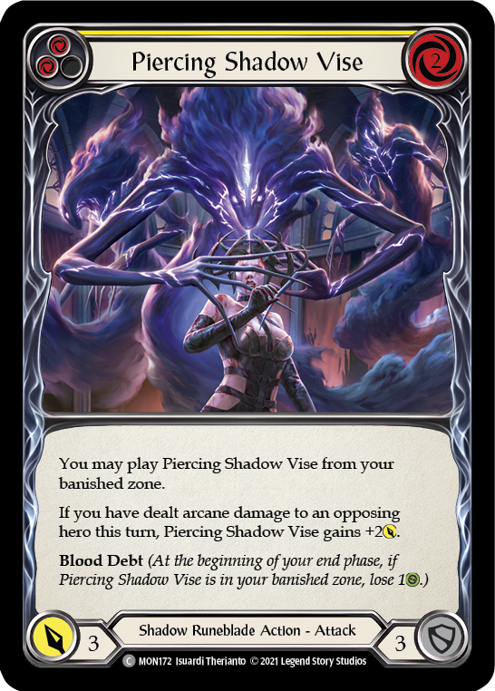 Flesh and Blood TCG | Piercing Shadow Vise (Yellow) [MON172] (Monarch)  1st Edition Normal | The Nerd Merchant