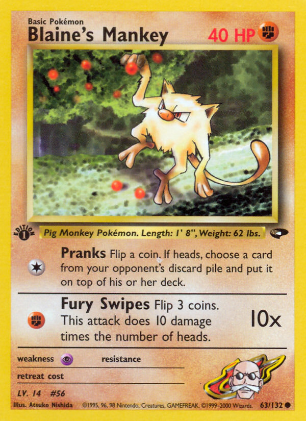 Pokemon | Blaine's Mankey (63/132) [Gym Challenge 1st Edition] | The Nerd Merchant