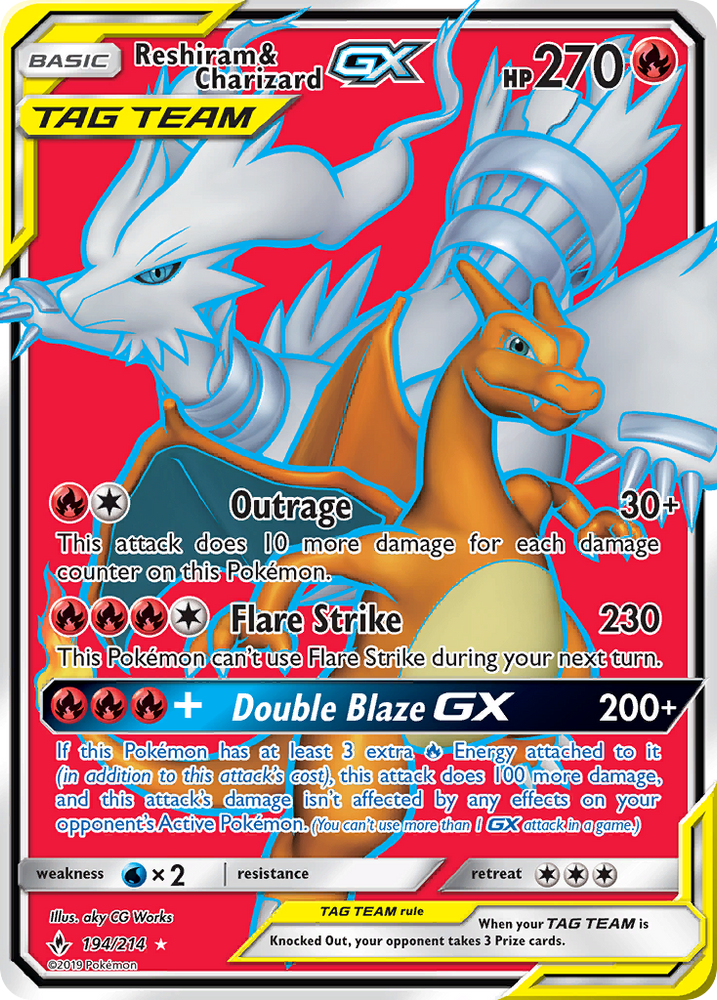 Pokemon | Reshiram & Charizard GX (194/214) [Sun & Moon: Unbroken Bonds] | The Nerd Merchant