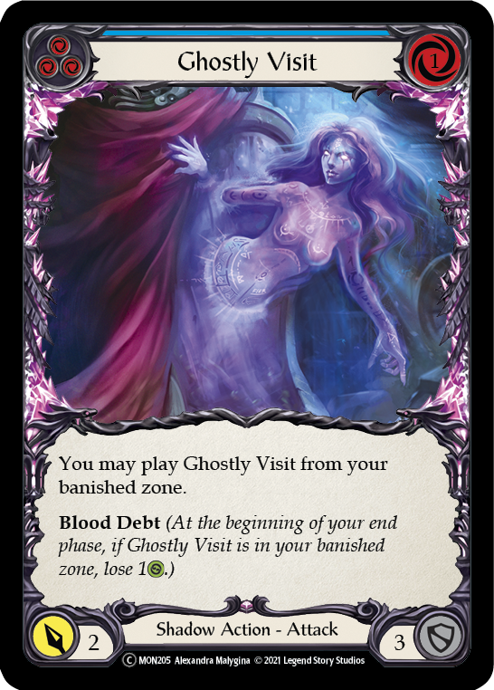 Flesh and Blood TCG | Ghostly Visit (Blue) [U-MON205-RF] (Monarch Unlimited)  Unlimited Rainbow Foil | The Nerd Merchant