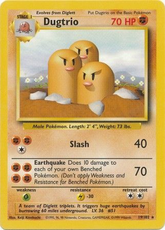 Pokemon | Dugtrio (19/102) [Base Set Unlimited] | The Nerd Merchant