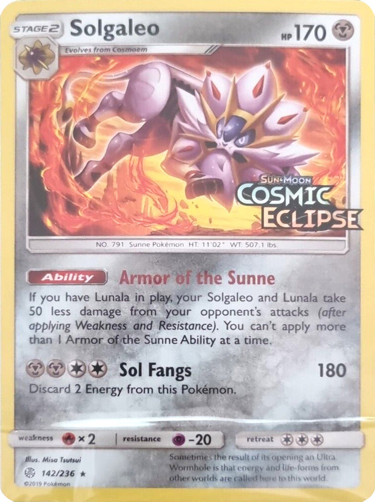 Pokemon| Solgaleo (142/236) (Cosmic Eclipse Stamped) [Sun & Moon: Cosmic Eclipse] | The Nerd Merchant