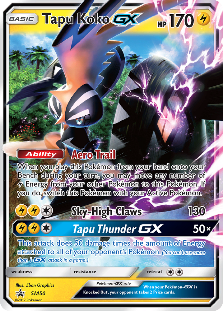 Pokemon | Tapu Koko GX (SM50) [Sun & Moon: Black Star Promos] | The Nerd Merchant