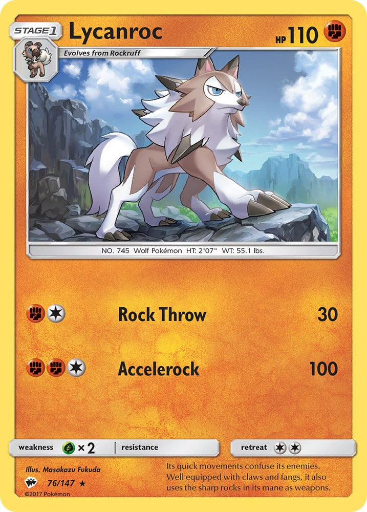 Pokemon | Lycanroc (76/147) (Theme Deck Exclusive) [Sun & Moon: Burning Shadows] | The Nerd Merchant