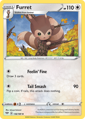 Pokemon | Furret (136/189) [Sword & Shield: Darkness Ablaze] | The Nerd Merchant