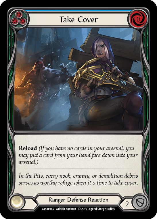 Flesh and Blood TCG | Take Cover (Blue) [ARC050-R] (Arcane Rising)  1st Edition Rainbow Foil | The Nerd Merchant