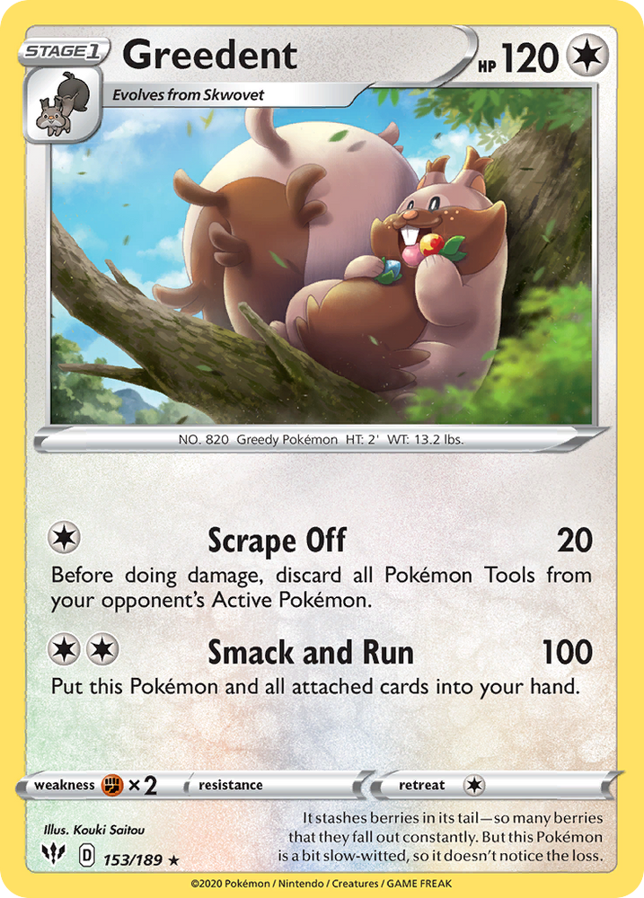Pokemon | Greedent (153/189) [Sword & Shield: Darkness Ablaze] | The Nerd Merchant