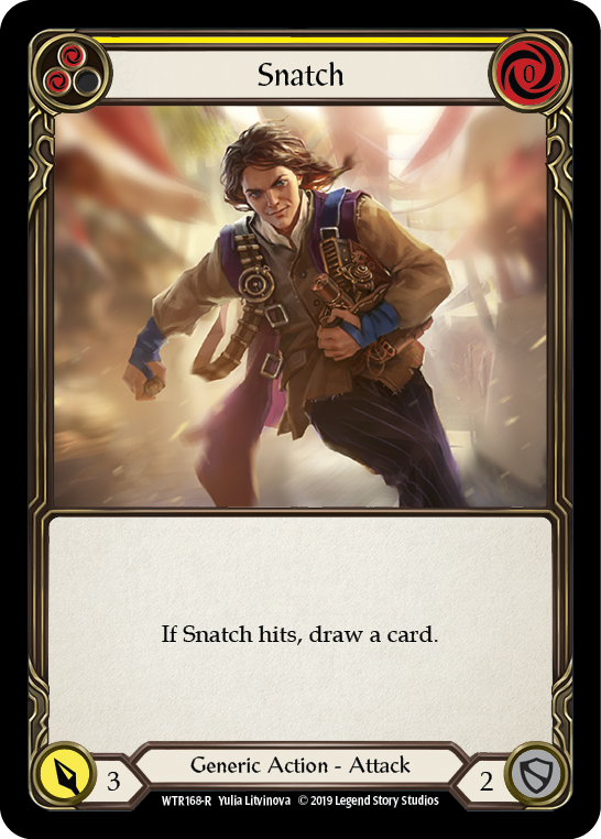 Flesh and Blood TCG | Snatch (Yellow) [WTR168-R] (Welcome to Rathe)  Alpha Print Rainbow Foil | The Nerd Merchant