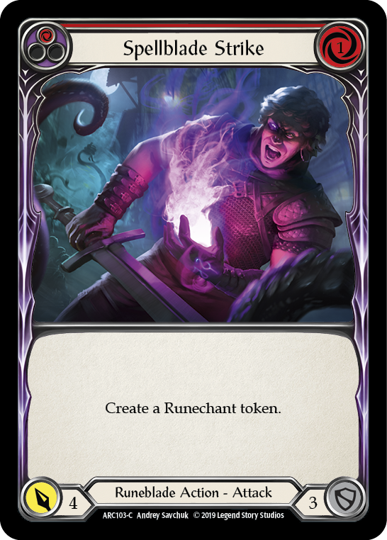 Flesh and Blood TCG | Spellblade Strike (Red) [ARC103-C] (Arcane Rising)  1st Edition Rainbow Foil | The Nerd Merchant