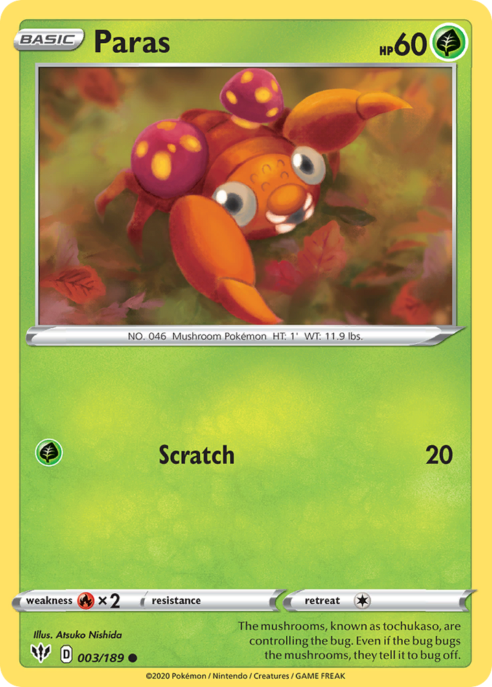 Pokemon | Paras (003/189) [Sword & Shield: Darkness Ablaze] | The Nerd Merchant