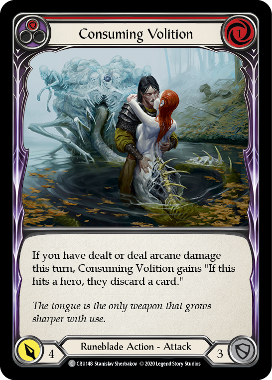 Flesh and Blood TCG | Consuming Volition (Red) [CRU148] (Crucible of War)  1st Edition Rainbow Foil | The Nerd Merchant