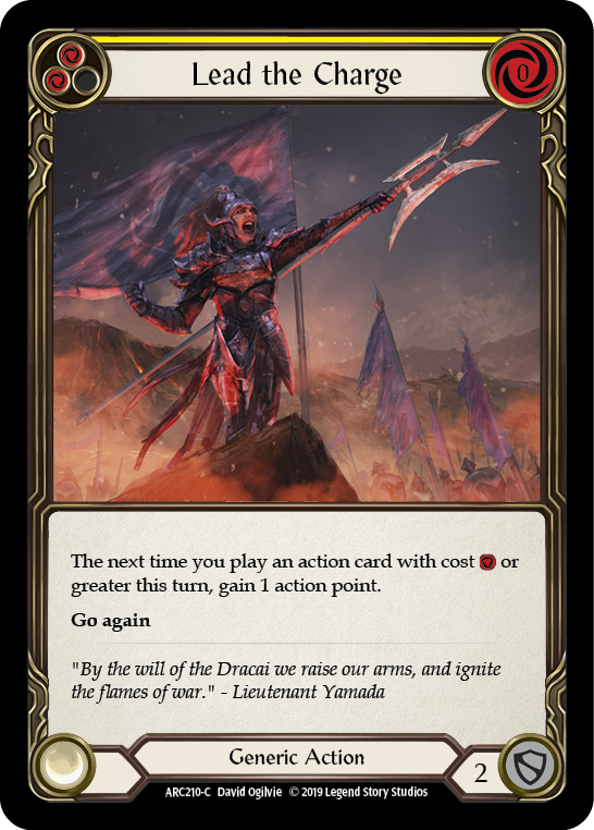 Flesh and Blood TCG | Lead the Charge (Yellow) [ARC210-C] (Arcane Rising)  1st Edition Rainbow Foil | The Nerd Merchant
