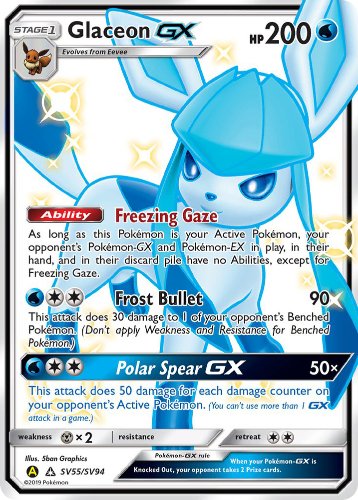 Pokemon | Glaceon GX (SV55/SV94) [Sun & Moon: Hidden Fates - Shiny Vault] | The Nerd Merchant