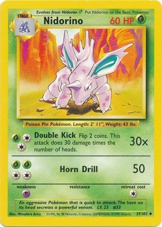 Pokemon | Nidorino (37/102) [Base Set Unlimited] | The Nerd Merchant
