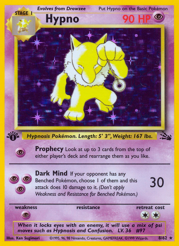 Pokemon | Hypno (8/62) [Fossil 1st Edition] | The Nerd Merchant