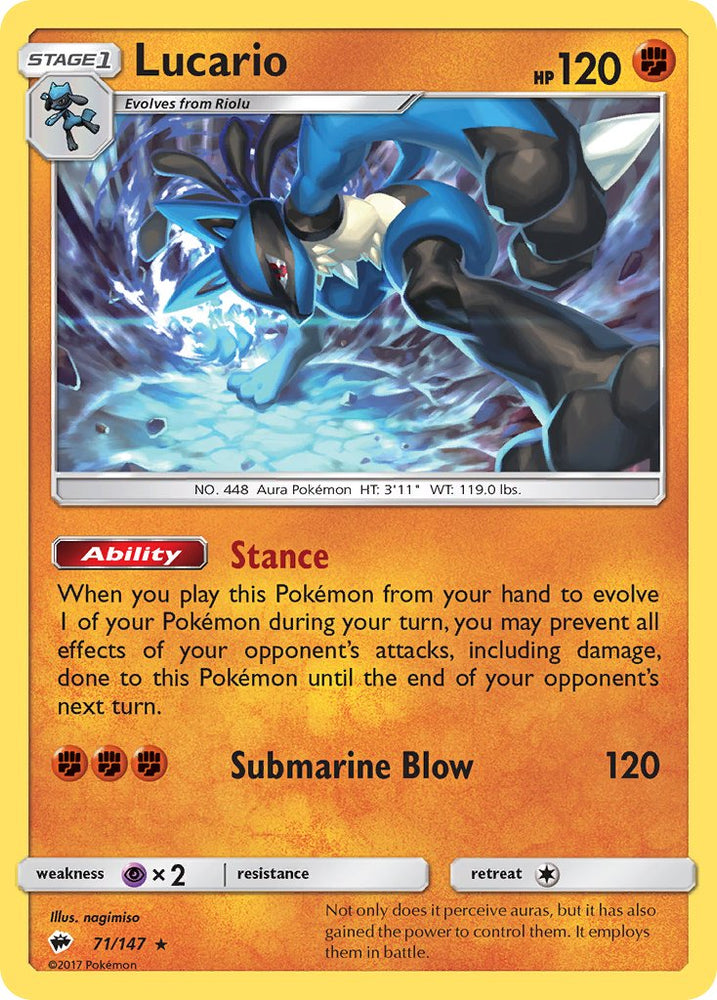 Pokemon | Lucario (71/147) (Theme Deck Exclusive) [Sun & Moon: Burning Shadows] | The Nerd Merchant