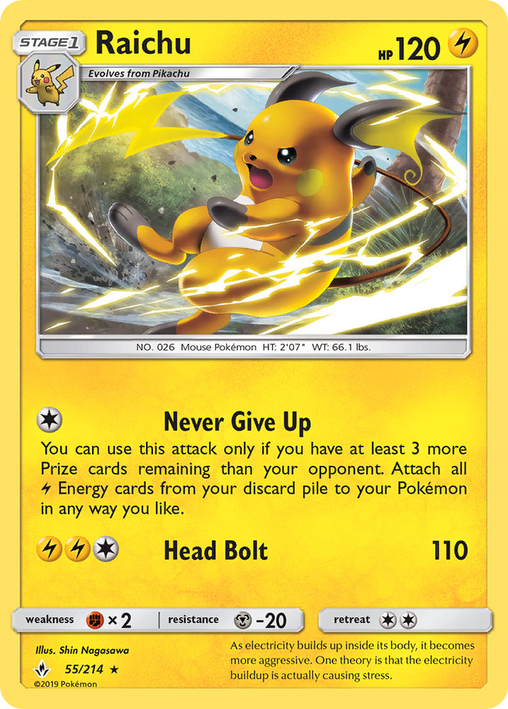 Pokemon | Raichu (55/214) [Sun & Moon: Unbroken Bonds] | The Nerd Merchant