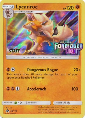 Pokemon | Lycanroc (SM118) (Staff Prerelease Promo) [Sun & Moon: Black Star Promos] | The Nerd Merchant