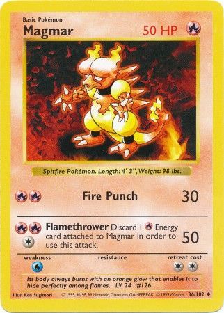 Pokemon | Magmar (36/102) [Base Set Shadowless Unlimited] | The Nerd Merchant