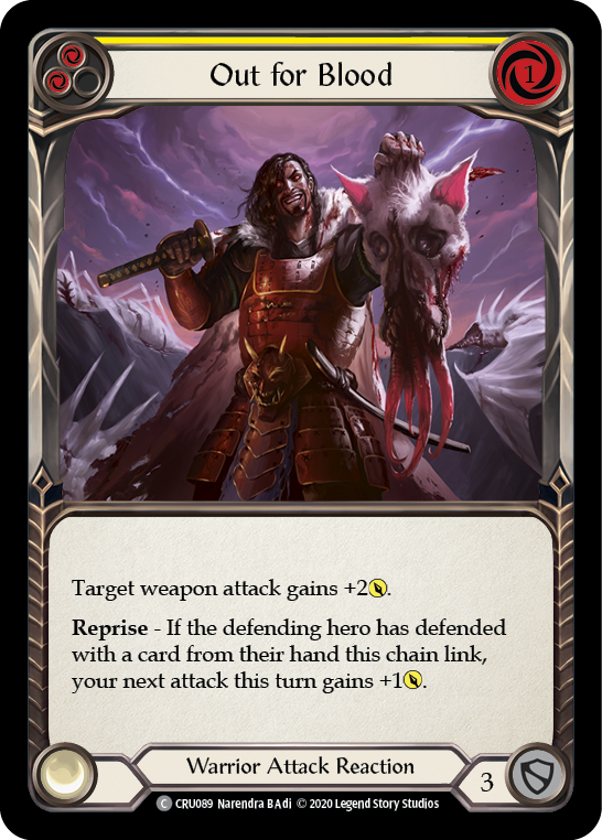 Flesh and Blood TCG | Out for Blood (Yellow) [CRU089] (Crucible of War)  1st Edition Normal | The Nerd Merchant