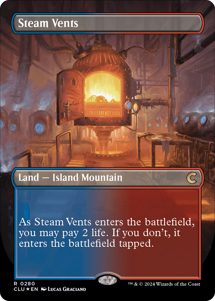 Magic | Steam Vents (Borderless) [Ravnica: Clue Edition] | The Nerd Merchant