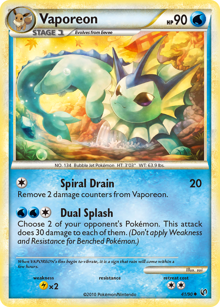 Pokemon | Vaporeon (41/90) [HeartGold & SoulSilver: Undaunted] | The Nerd Merchant