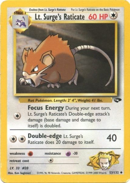 Pokemon | Lt. Surge's Raticate (53/132) [Gym Challenge Unlimited] | The Nerd Merchant