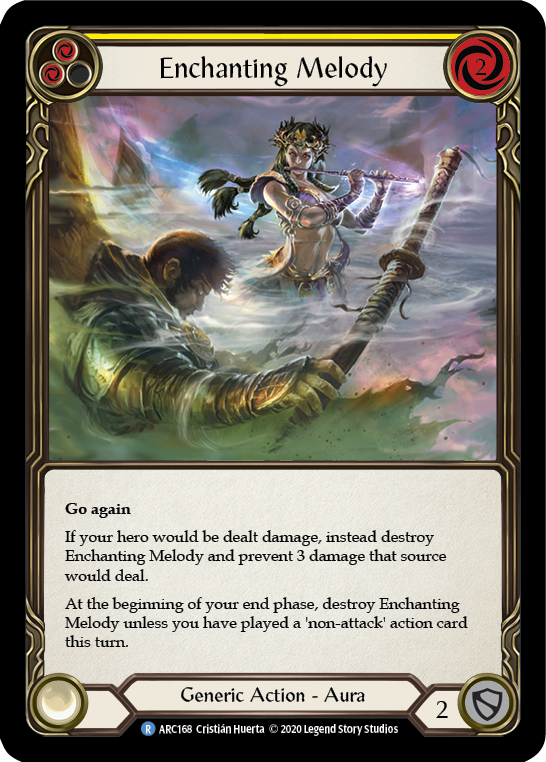 Flesh and Blood TCG | Enchanting Melody (Yellow) [U-ARC168] (Arcane Rising Unlimited)  Unlimited Rainbow Foil | The Nerd Merchant