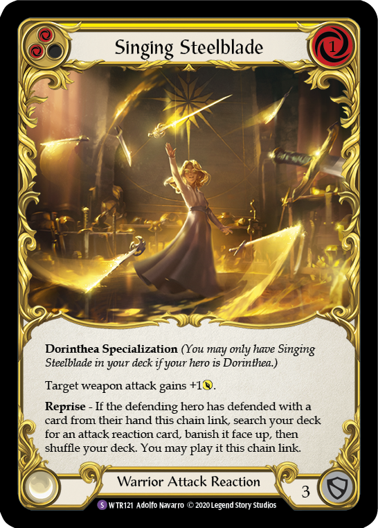 Flesh and Blood TCG | Singing Steelblade [U-WTR121] (Welcome to Rathe Unlimited)  Unlimited Rainbow Foil | The Nerd Merchant