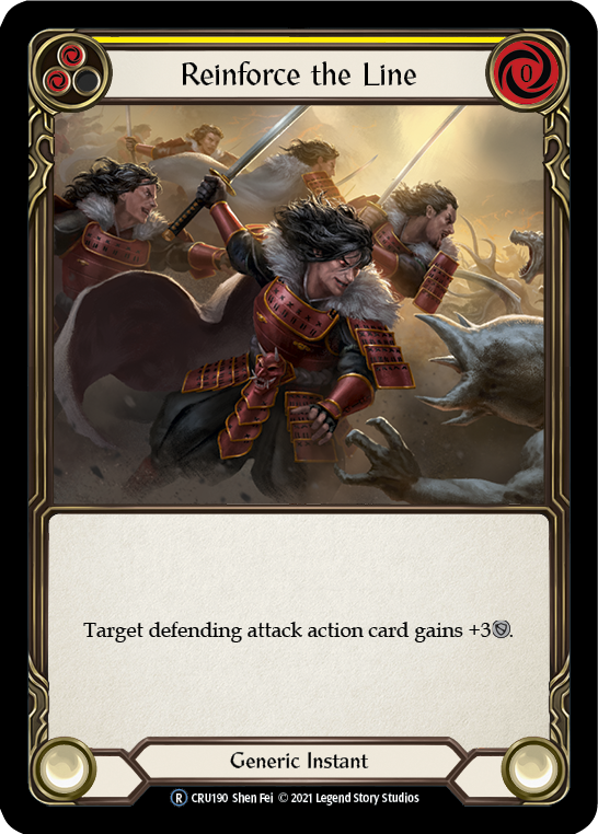 Flesh and Blood TCG | Reinforce the Line (Yellow) [U-CRU190] (Crucible of War Unlimited)  Unlimited Rainbow Foil | The Nerd Merchant