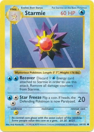 Pokemon | Starmie (64/102) [Base Set Shadowless Unlimited] | The Nerd Merchant
