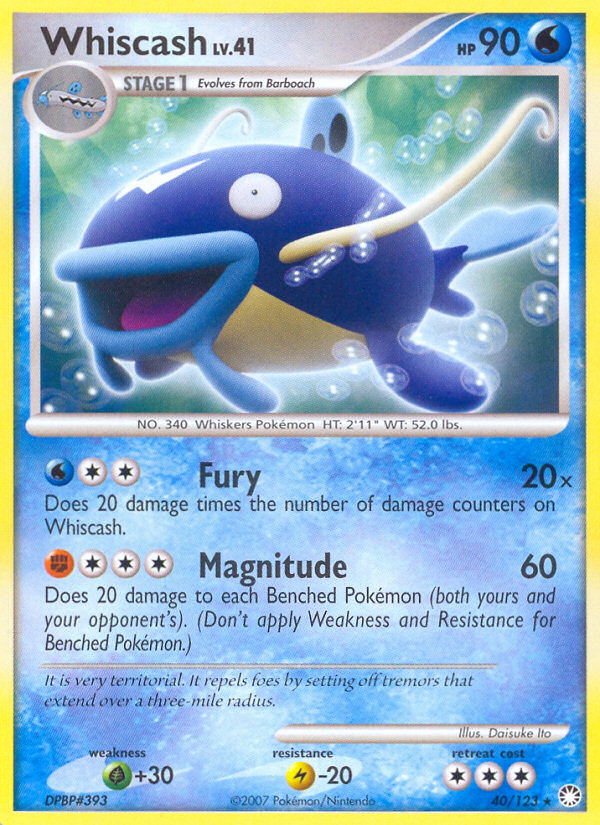 Pokemon | Whiscash (40/123) [Diamond & Pearl: Mysterious Treasures] | The Nerd Merchant