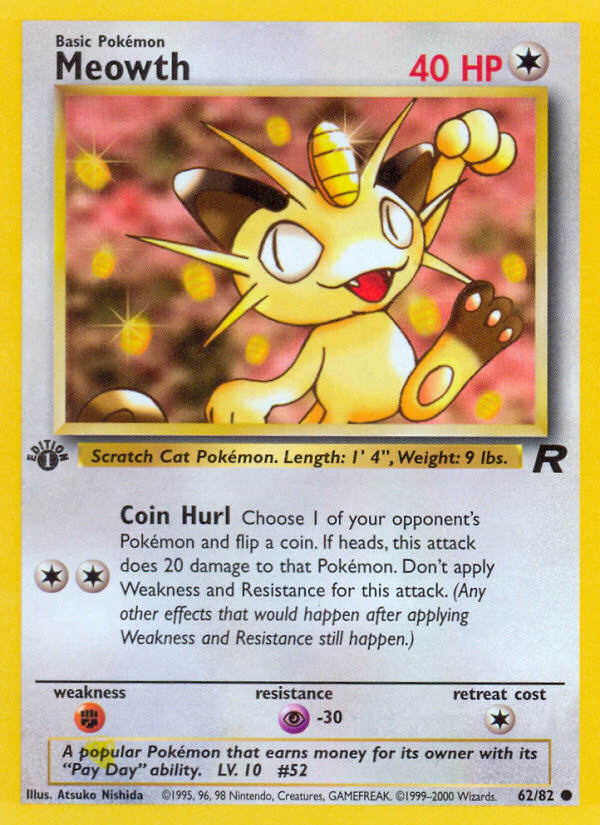 Pokemon | Meowth (62/82) [Team Rocket 1st Edition] | The Nerd Merchant