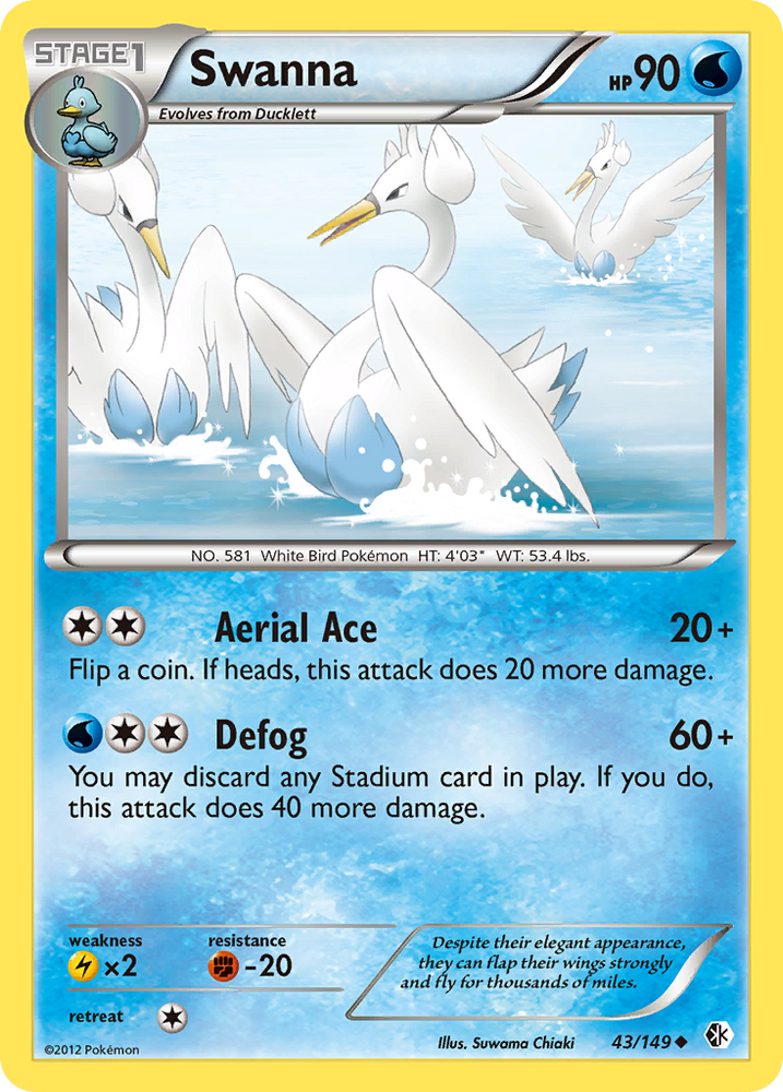 Pokemon | Swanna (43/149) [Black & White: Boundaries Crossed] | The Nerd Merchant