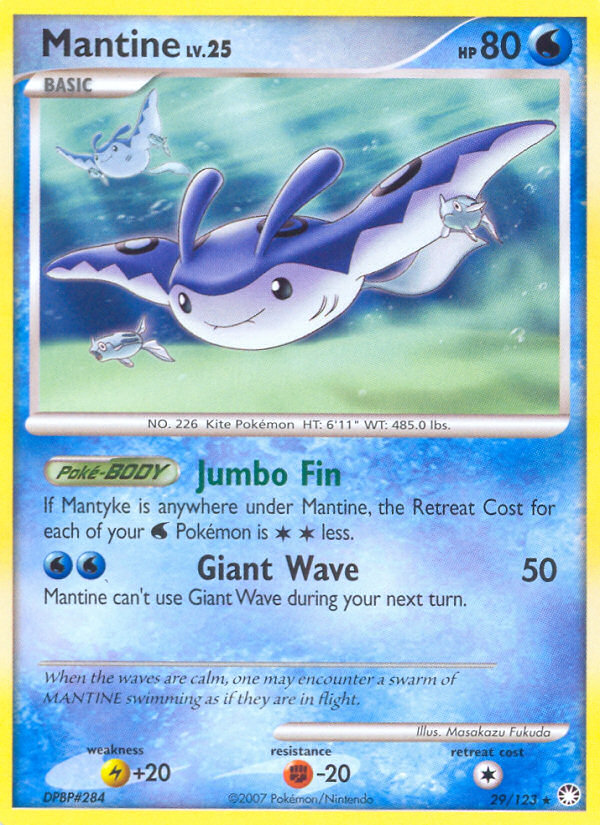 Pokemon | Mantine (29/123) [Diamond & Pearl: Mysterious Treasures] | The Nerd Merchant