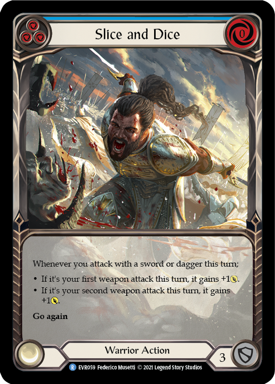 Flesh and Blood TCG | Slice and Dice (Blue) [EVR059] (Everfest)  1st Edition Extended Art Rainbow Foil | The Nerd Merchant
