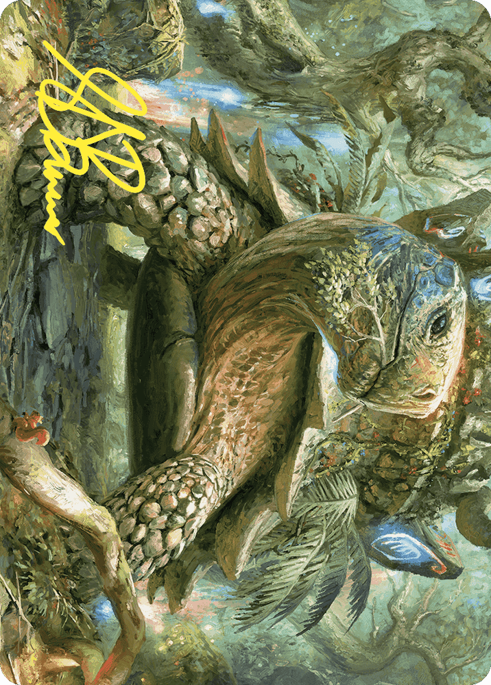 Magic | Blossoming Tortoise Art Card (Gold-Stamped Signature) [Wilds of Eldraine Art Series] | The Nerd Merchant